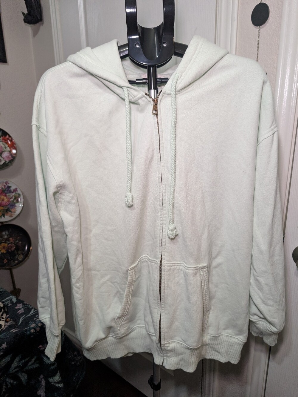 American Eagle Outfitters Light Mint Zip-Up Hoodie